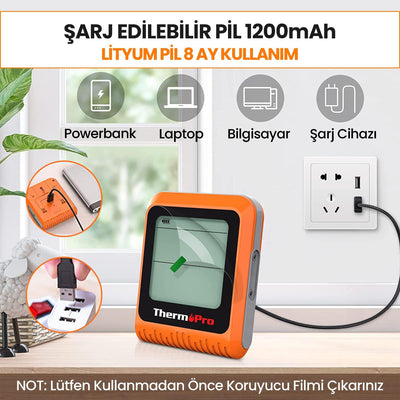 ThermoPro TP920 Cep Telefonu Kontrollü, Bluetooth ve Çift Problu Profesyonel Gıda Pişirme Termometre