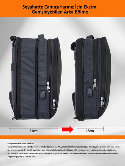 NPO TRV02 Travela Genişleyebilir 40lt Notebook ve Seyahat Sırt Çantası 16" - Siyah