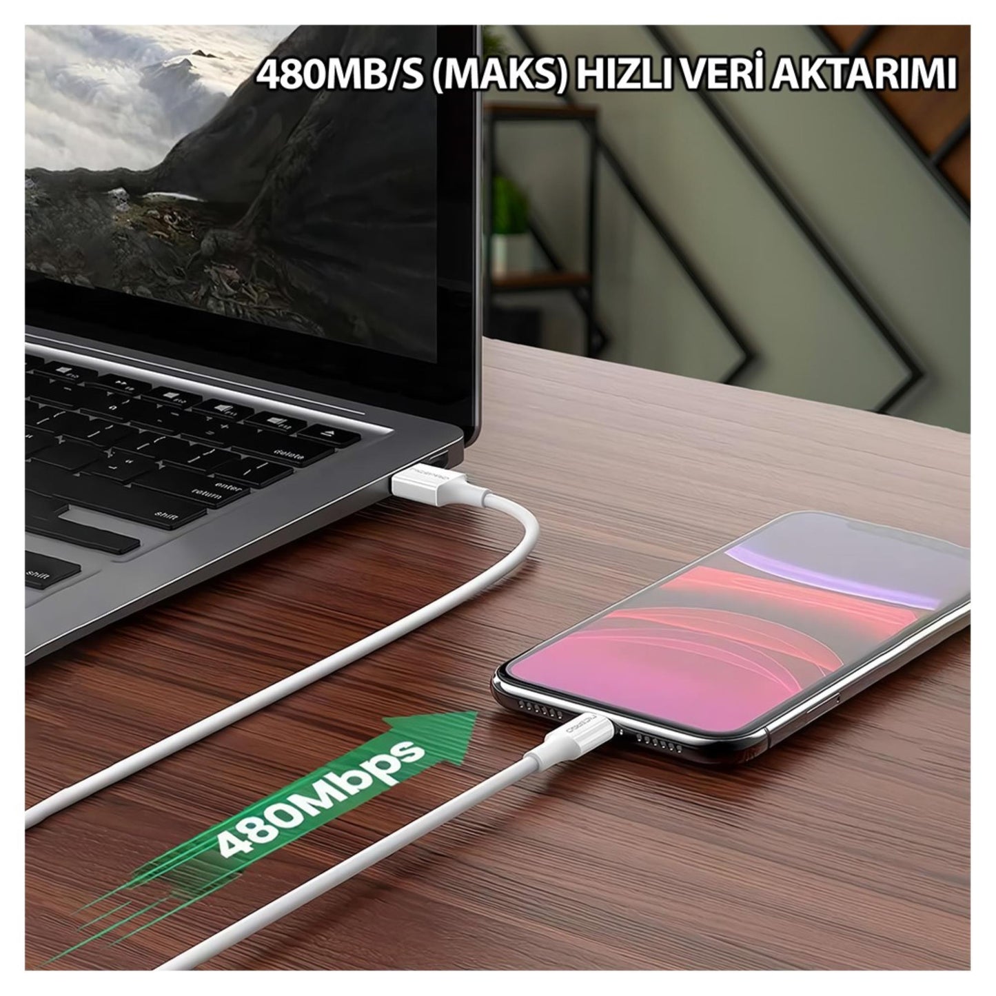 NPO UTL12 60W 1.2m TPE USB to Lightning Hızlı Şarj ve Data Kablosu