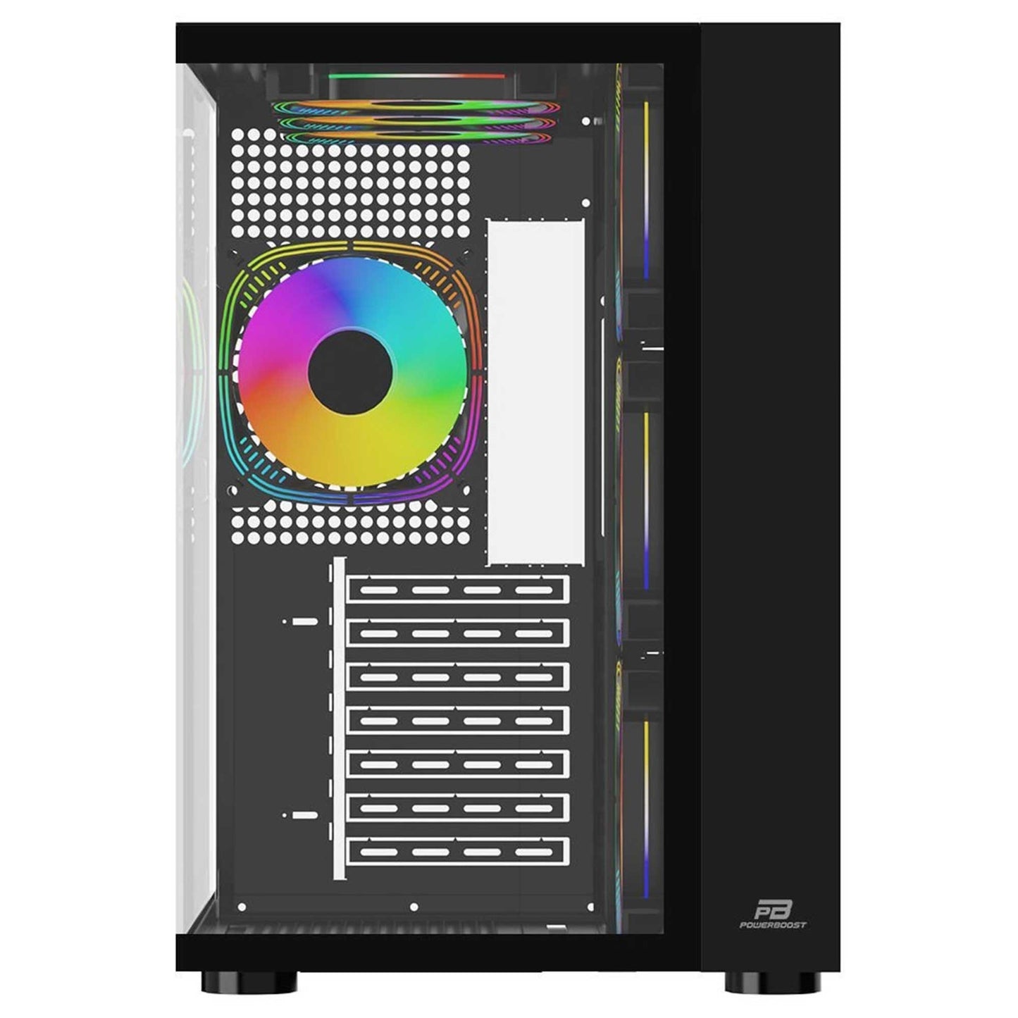 PowerBoost PB-SS02B USB 3.0 Sea View ATX RGB Fanlı Siyah Kasa (PSU Yok)