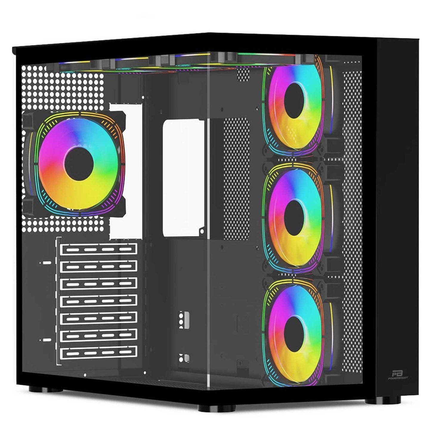 PowerBoost PB-SS02B USB 3.0 Sea View ATX RGB Fanlı Siyah Kasa (PSU Yok)