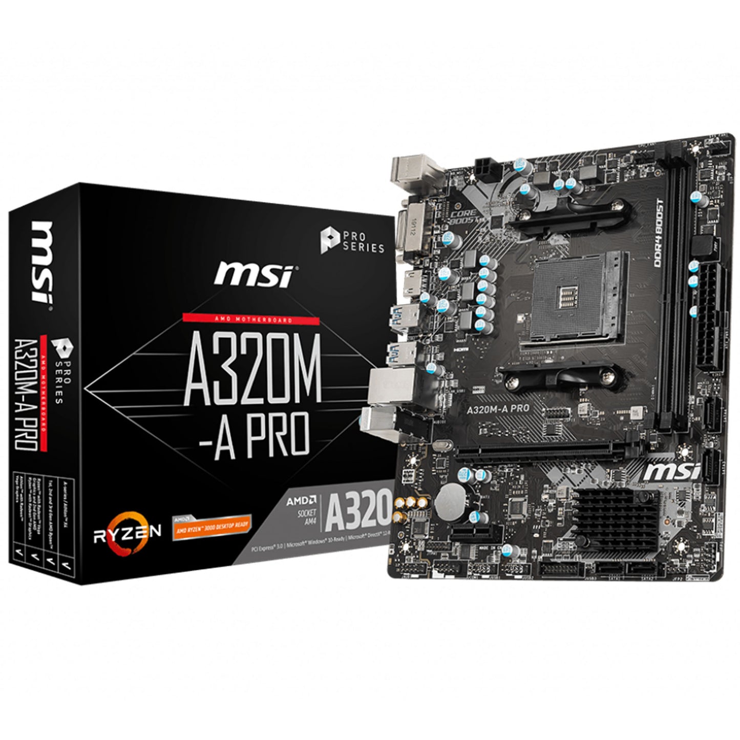 MSI A320M-A PRO DDR4 3200MHZ 1XHDMI 1XDVI USB 3.2 MATX AM4