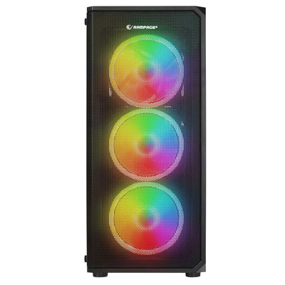 Rampage Helios Mesh 550W 80+ SiyahTemperli Cam 4x12cm Rainbow ATX Mid-T Gaming Oyuncu Kasası