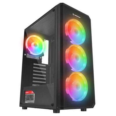Rampage Helios Mesh 550W 80+ SiyahTemperli Cam 4x12cm Rainbow ATX Mid-T Gaming Oyuncu Kasası