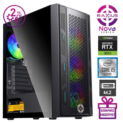 RaXius Nova G1 i5 3050-124 i5-12400 RTX3050 8 GB Gaming Masaüstü Bilgisayar (Ram ve Disk )
