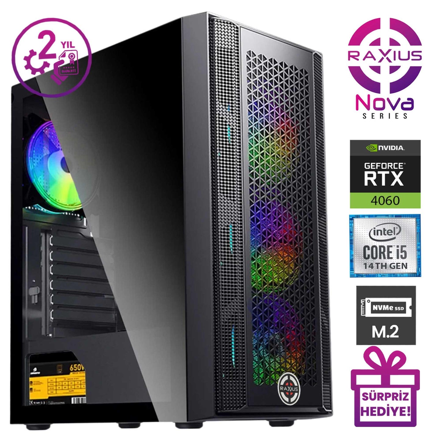 RaXius Nova G1 i5 4060-144A1 i5-14400F RTX4060 Gaming Masaüstü Bilgisayar