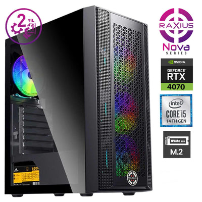RaXius Nova G1 i5 4070-14FF i5-14400F RTX4070 FreeDOS Gaming Masaüstü Bilgisayar