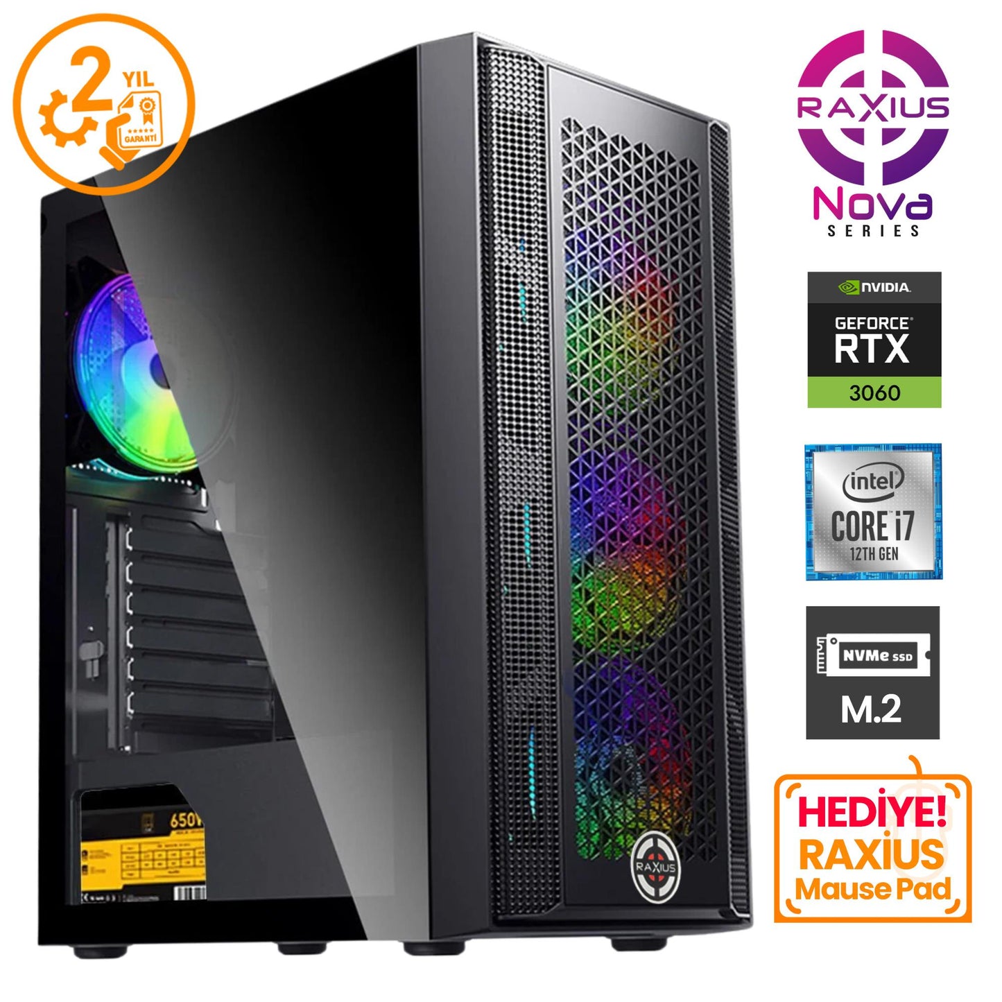 RaXius Nova G1 i7 3060-27FF i7-12700F RTX3060 Gaming Masaüstü Bilgisayar