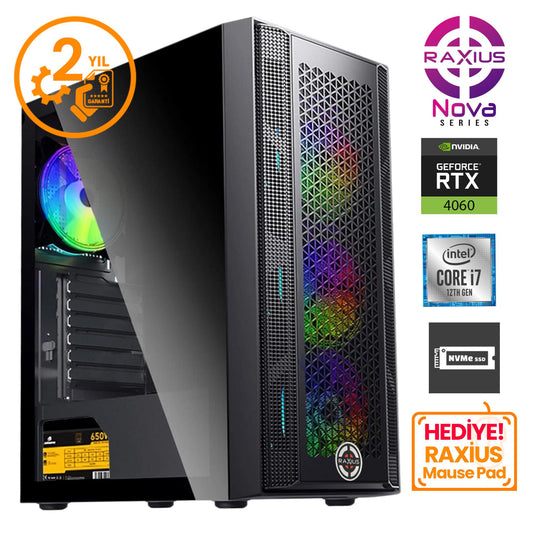 RaXius Nova G1 i7 4060-27FF i7-12700F RTX4060 Gaming Masaüstü Bilgisayar