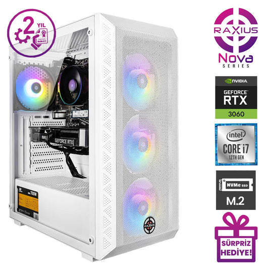 RaXius Nova G2 i7 3060-27F i7-12700F RTX3060 Gaming Masaüstü Bilgisayar