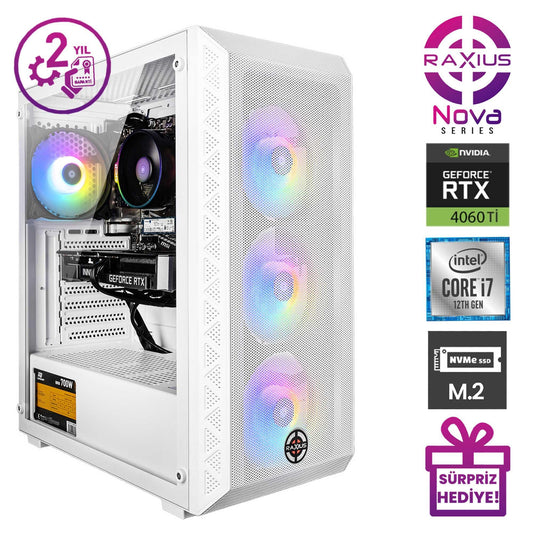 RaXius Nova G2 i7 4060-27F i7-12700F RTX4060 Gaming Masaüstü Bilgisayar