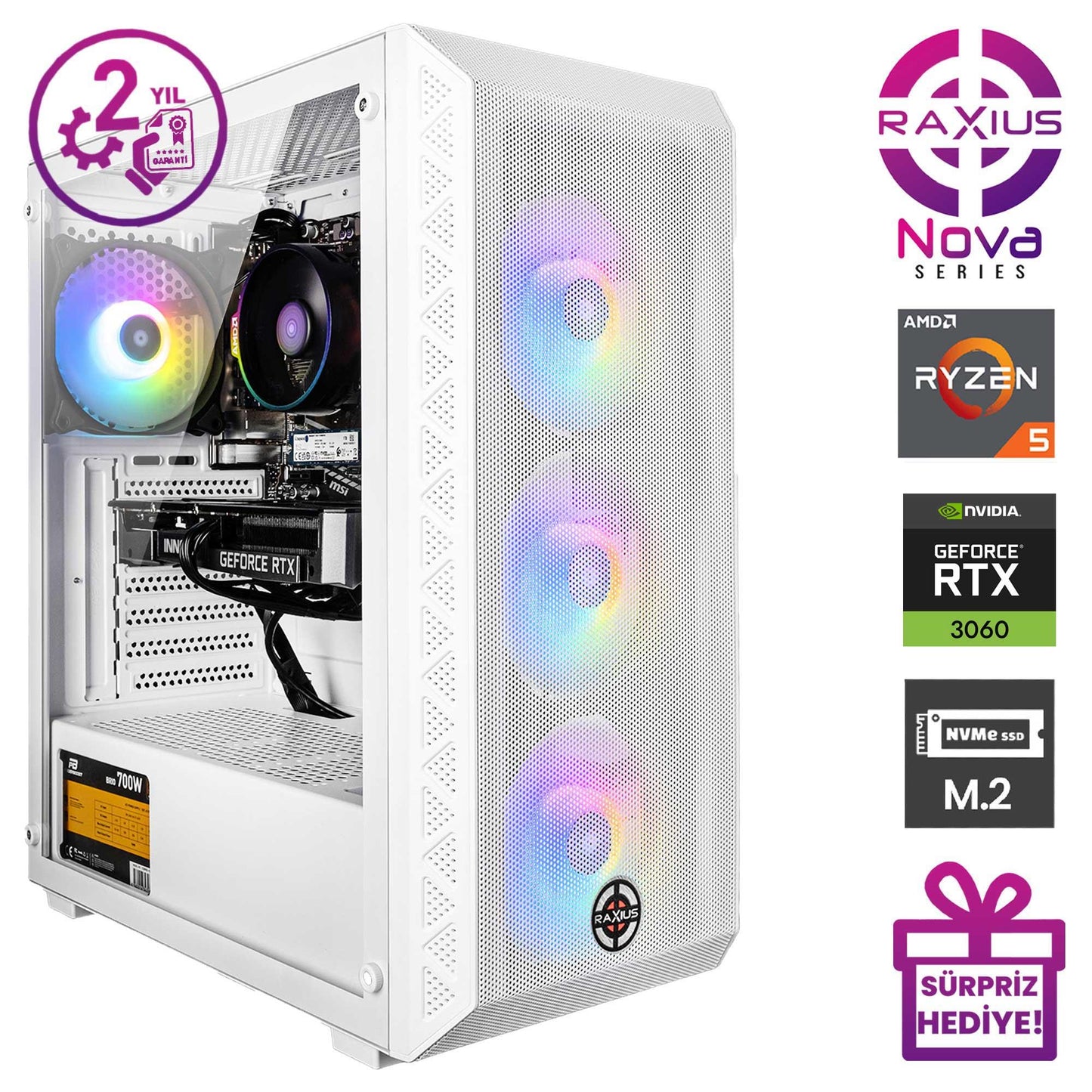 RaXius Nova G2 R5 3060-5600G Ryzen5 5600G RTX3060 12 GB Gaming Masaüstü Bilgisayar