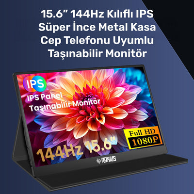 Raxius RXM6144 15.6" FHD 5ms144Hz Type-C Telefon&Oyun Konsolu Uyumlu Metal Kasa Taşınabilir Monitör