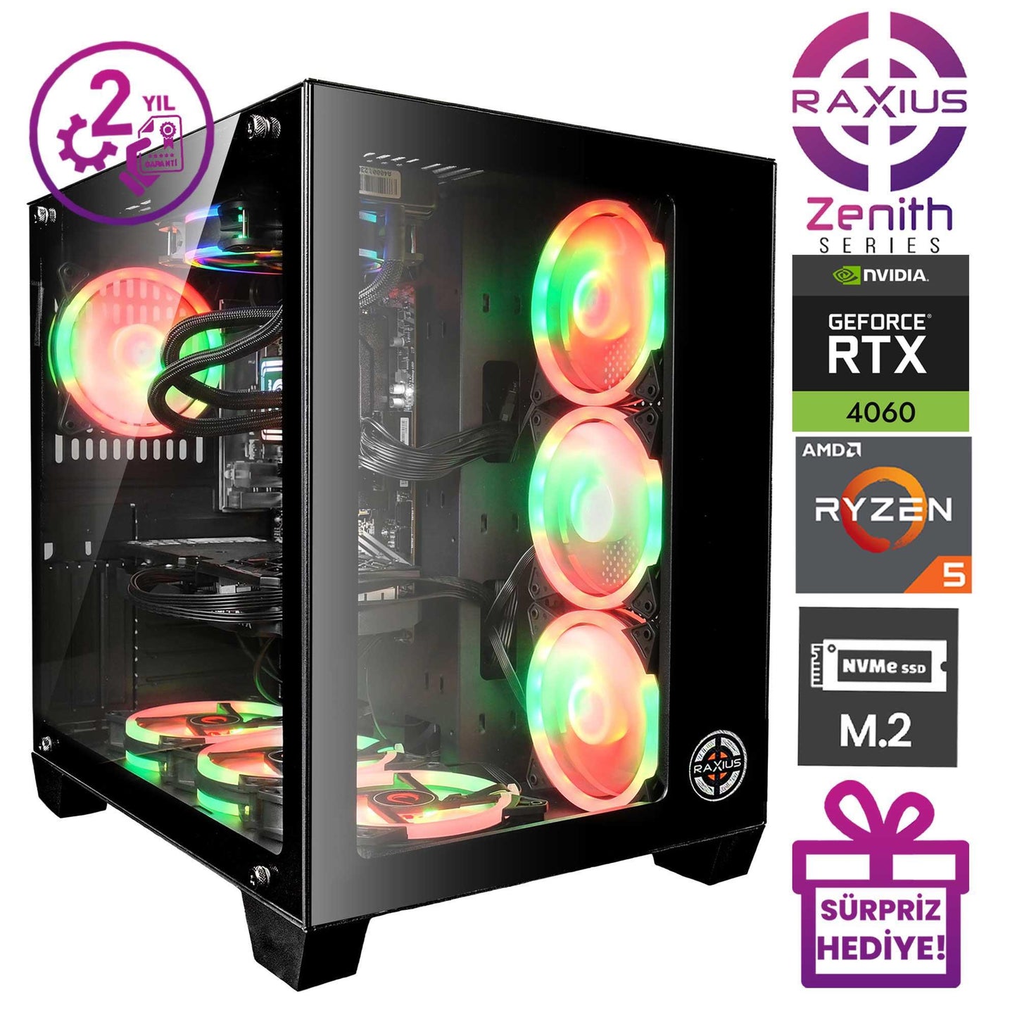 RaXius Zenith Z1 R5 4060-5600G Ryzen5 5600G RTX4060 Gaming Masaüstü Bilgisayar