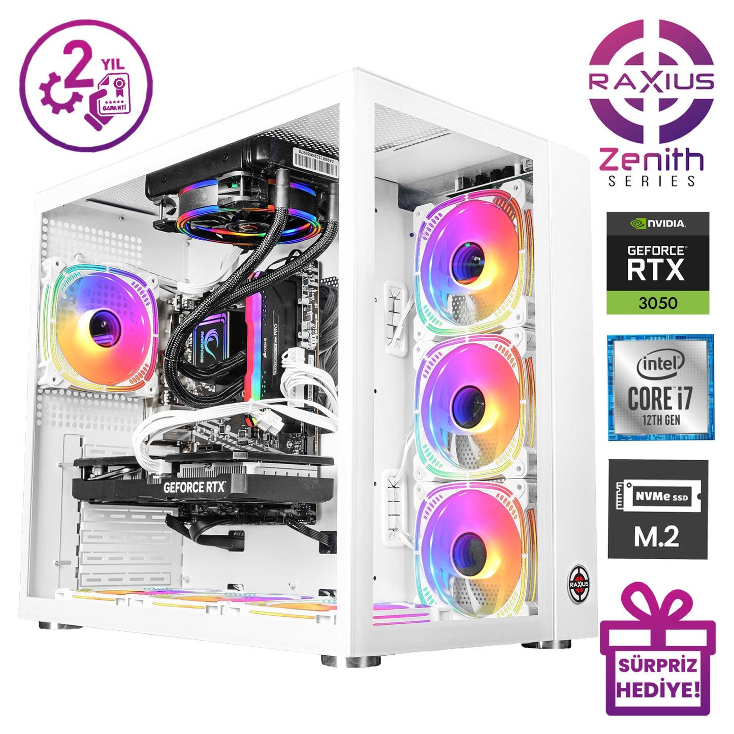 RaXius Zenith Z2 i7 30506G-127F i7-12700F RTX3050 6 GB  Gaming Masaüstü Bilgisayar