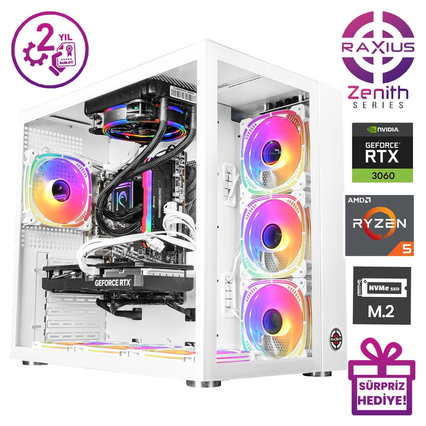 RaXius Zenith Z2 R5 3060-56G Ryzen5 5600G RTX3060 12 GB Gaming Masaüstü Bilgisayar