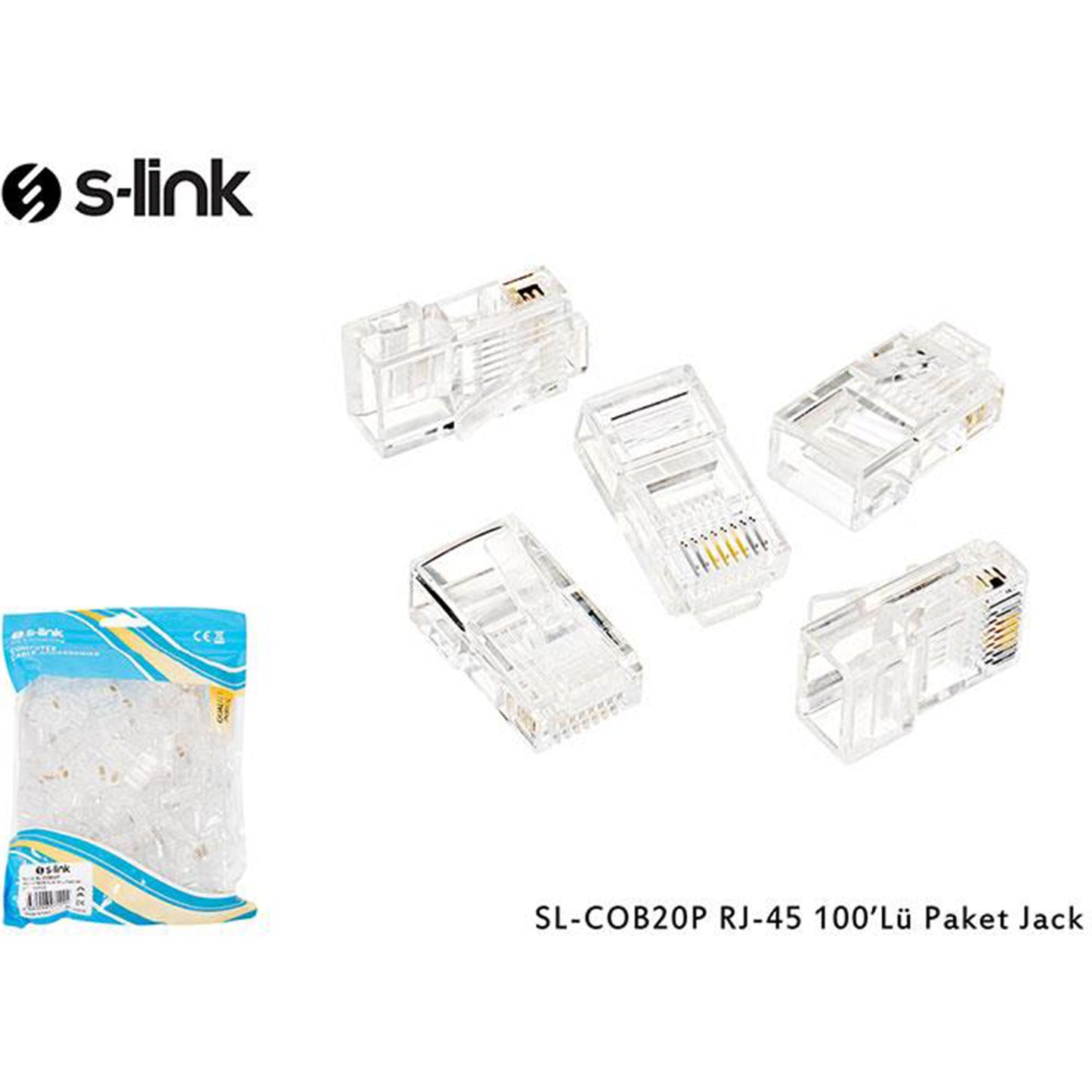 S-LINK SL-COB20P CAT6 UTP Yeni Nesil RJ45 Konnektör (100 Adet)