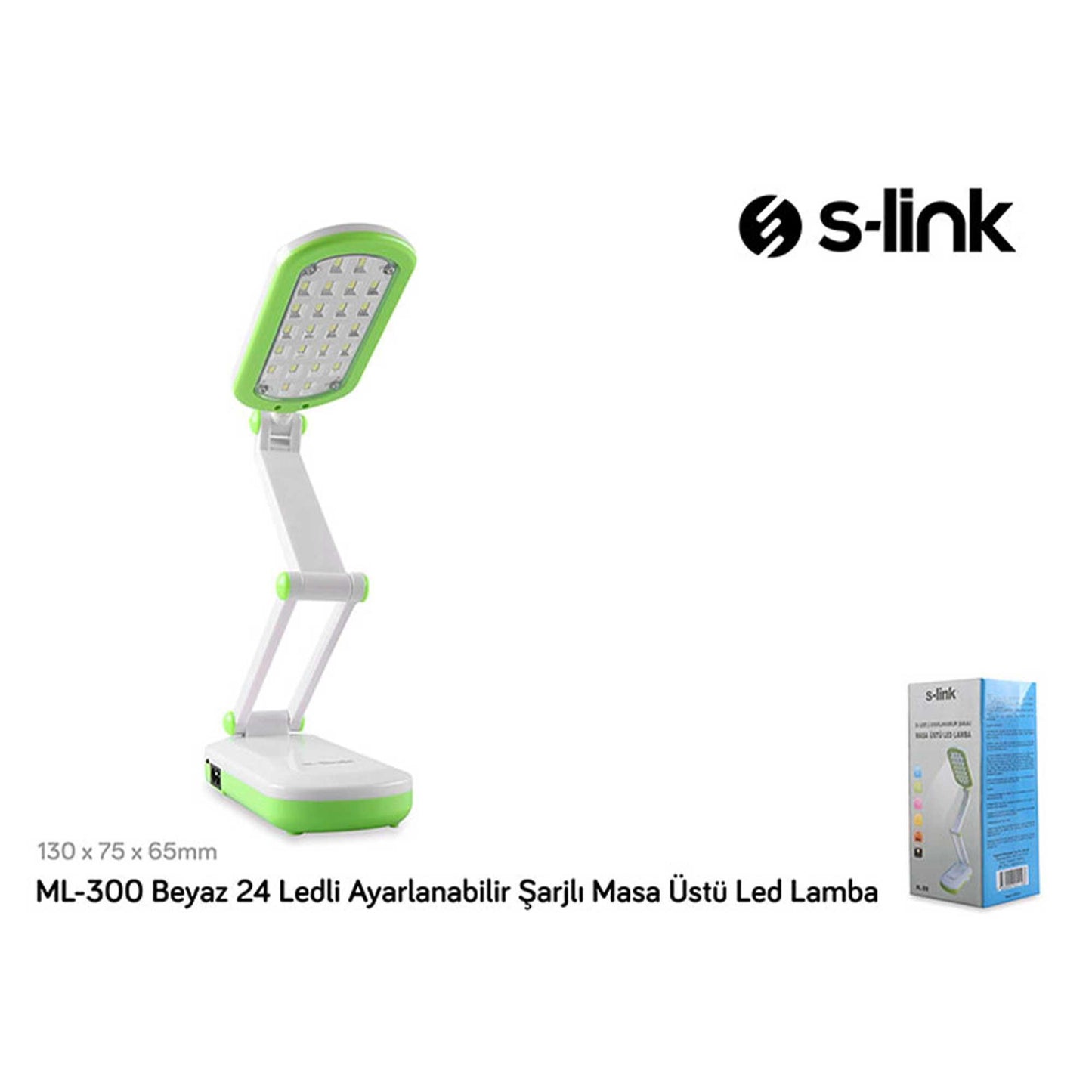 S-Link ML-300 Beyaz 24 Ledli Ayarlanabilir Şarjlı Masaüstü Led Lamba