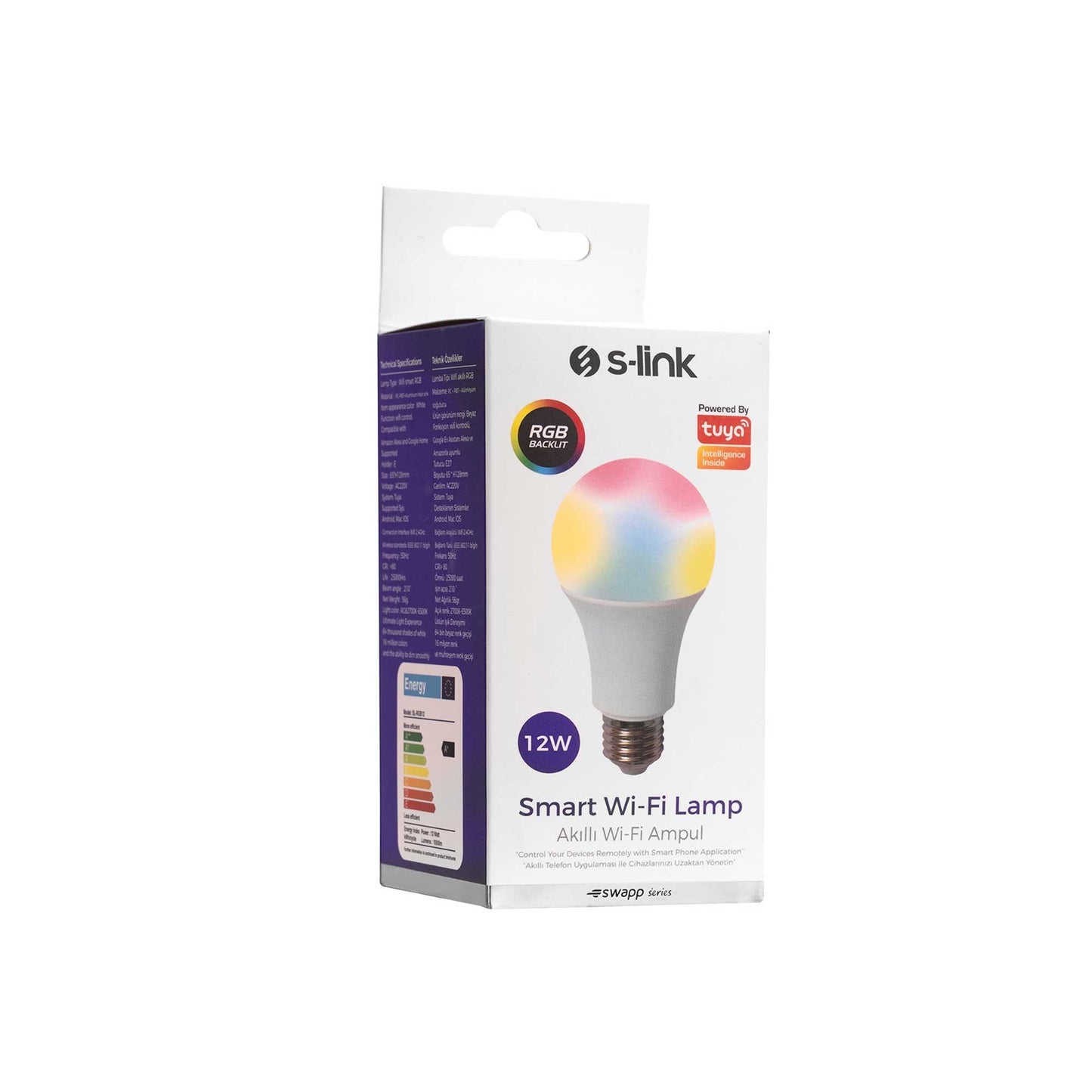 S-Link Swapp SL-RGB12 Smart/Akıllı RGB 12W 50Hz 1000lm Wifi TUYA Destekli Lamba/Ampul