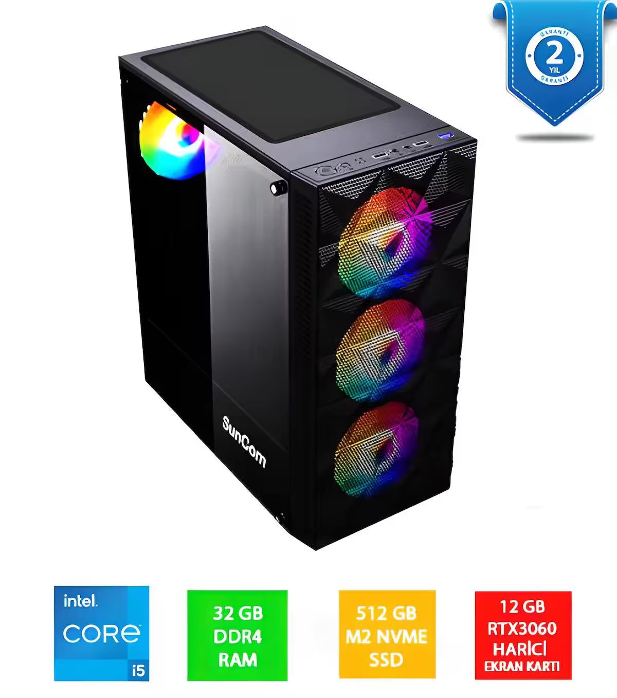 SUNCOM Gaming SG1-157 i5-13400F 32GB 1TB SSD 8gb RTX3050 DOS Masaüstü Oyun Bilgisayarı