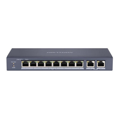 HIKVISION DS-3E0310P-E/M 8+2 10/100 Yönetilemez +2 Port Gb. 8 port poe 65W Metal Kasa