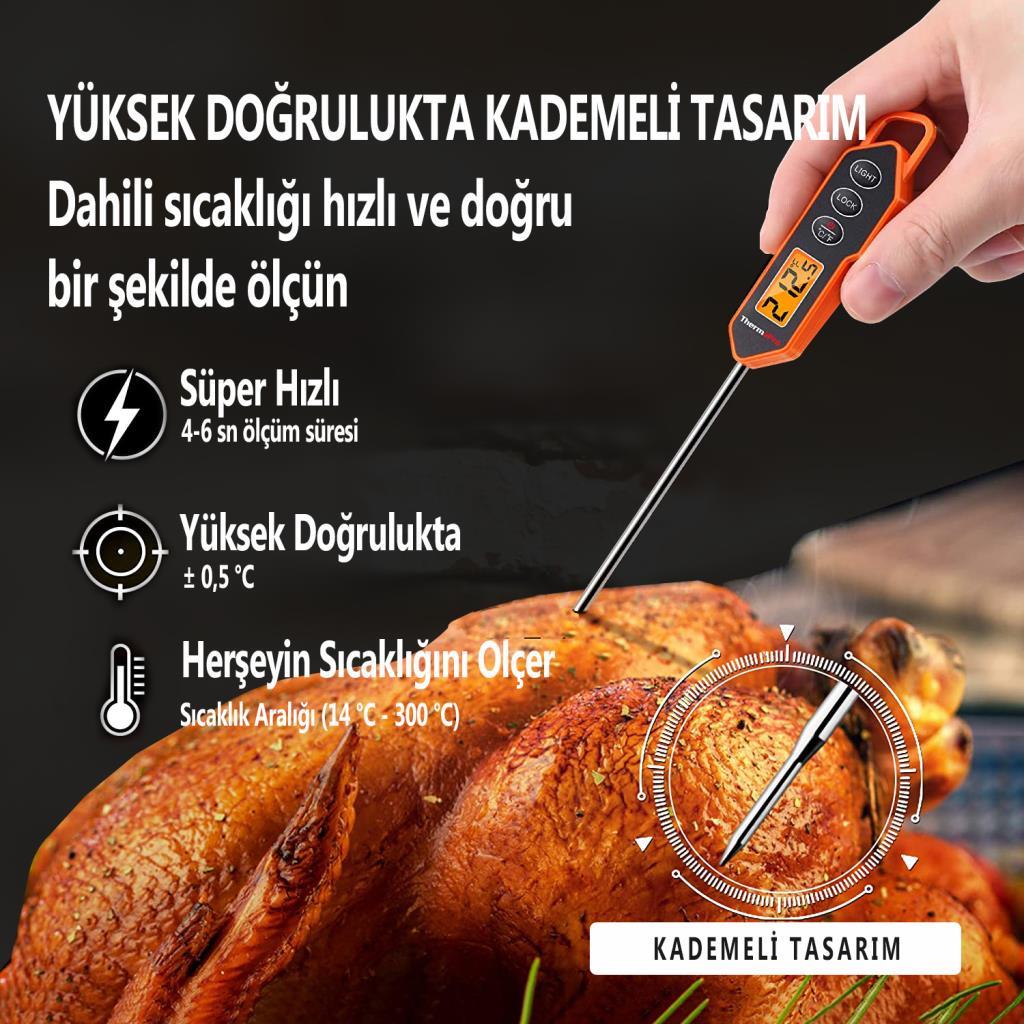 ThermoPro TP01H Işıklı Daldırma/Saplama Gıda Pişirme Termometresi