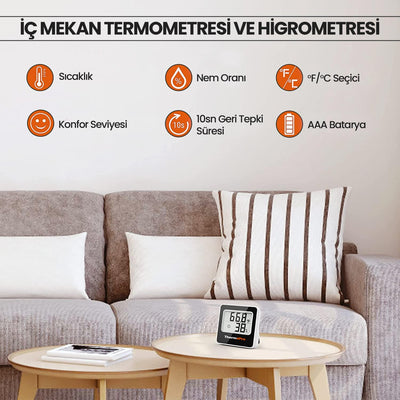 ThermoPro TP157 İç Mekan (Sera, Dolap, Bebek Odası) Hassas Sıcaklık ve Nem Ölçer Mini Termometre 4 Adet