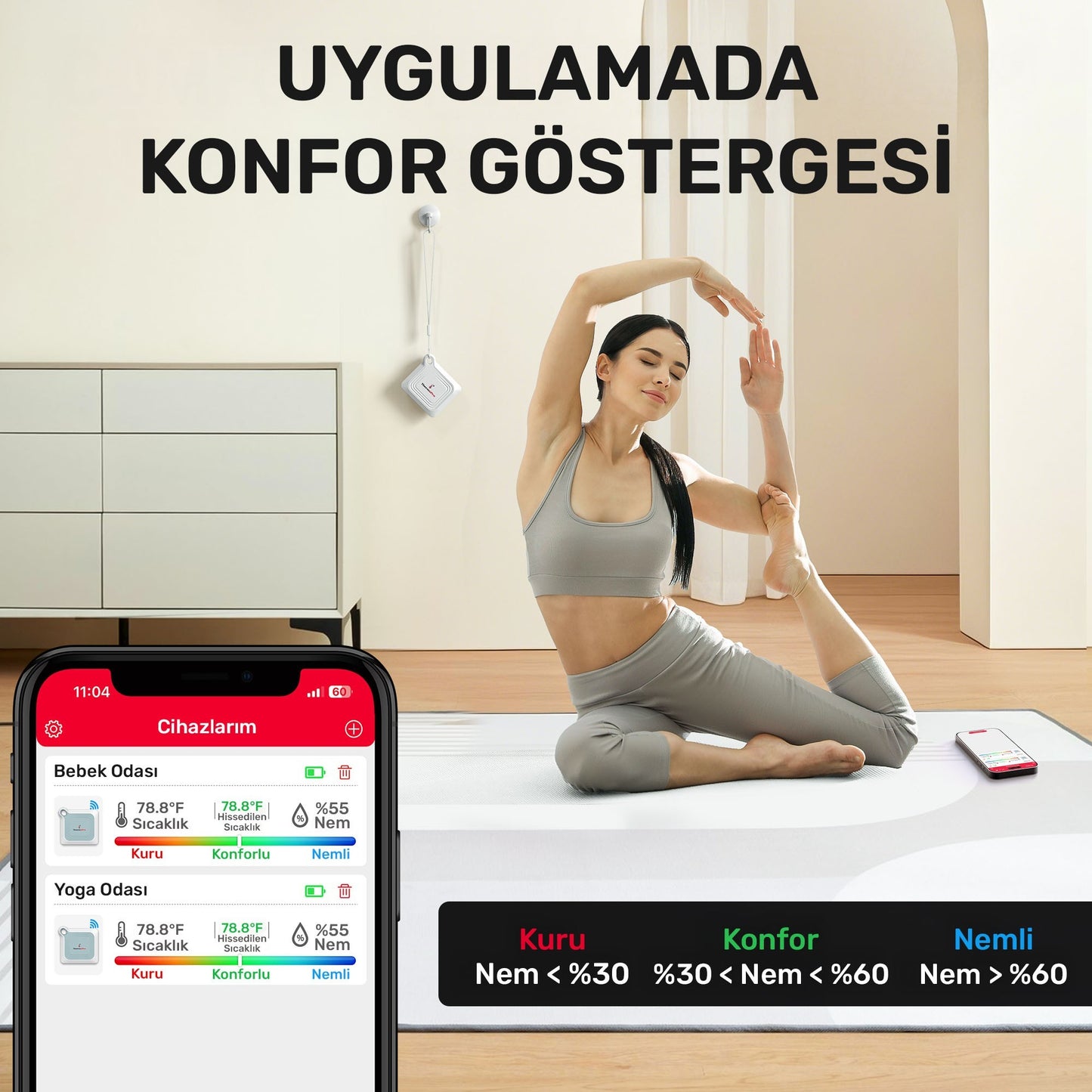 Thermopro TP351 Telefon Kontröllü 79m Menzilli Indoor Termometre