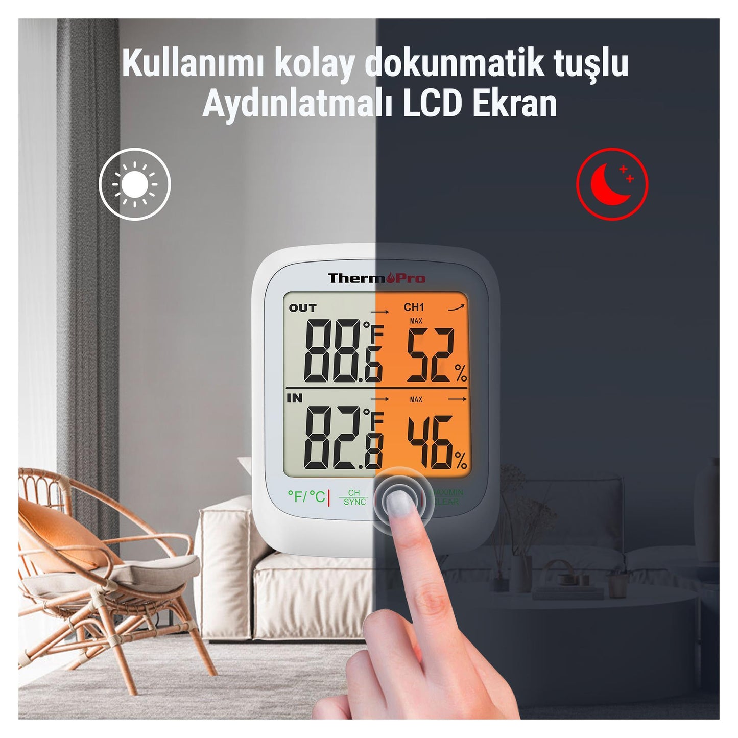 ThermoPro TP260B Mini Iç Mekan Dijital Sıcaklık ve Nem Ölçer Termometre