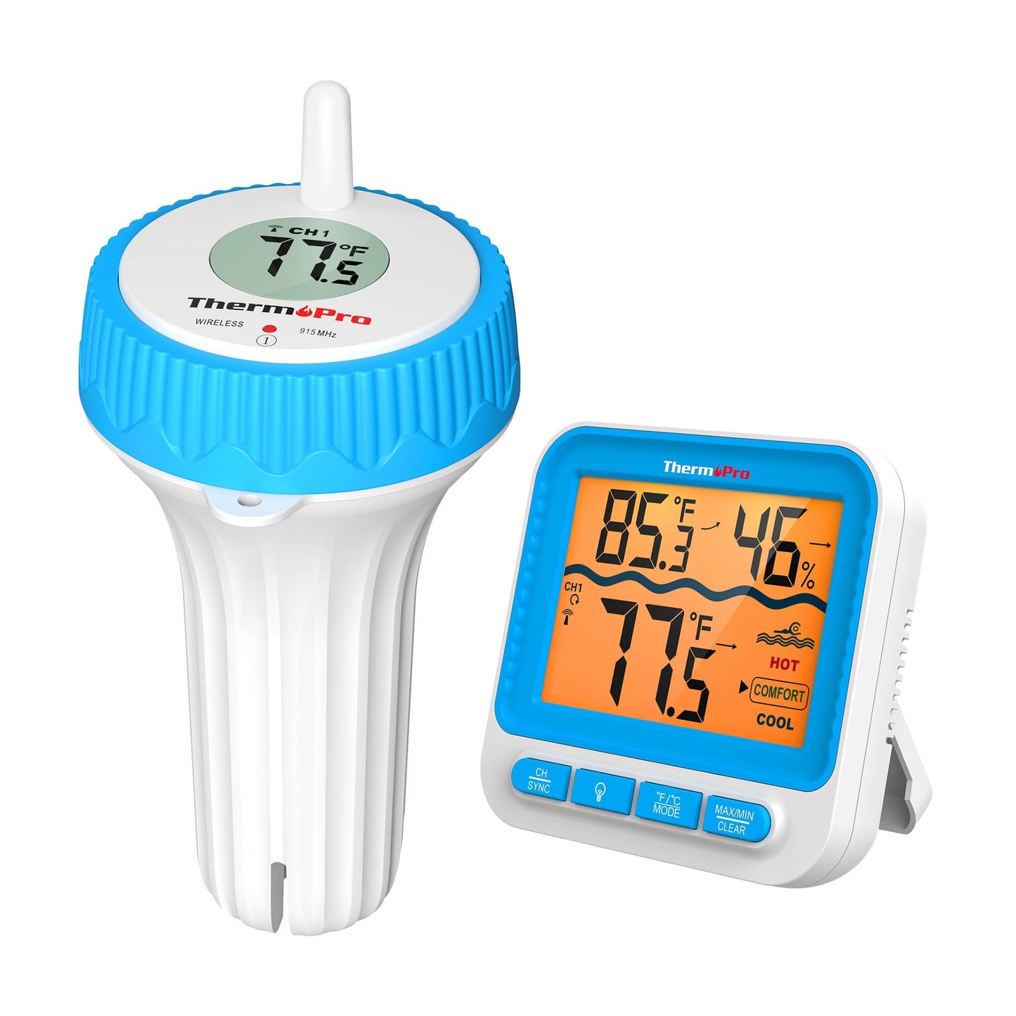 ThermoPro TP211B Yüzen Kablosuz Su Geçirmez Sensör+Monitör Havuz Sıcaklık Termometresi
