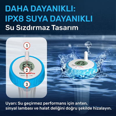 ThermoPro TP211B Yüzen Kablosuz Su Geçirmez Sensör+Monitör Havuz Sıcaklık Termometresi