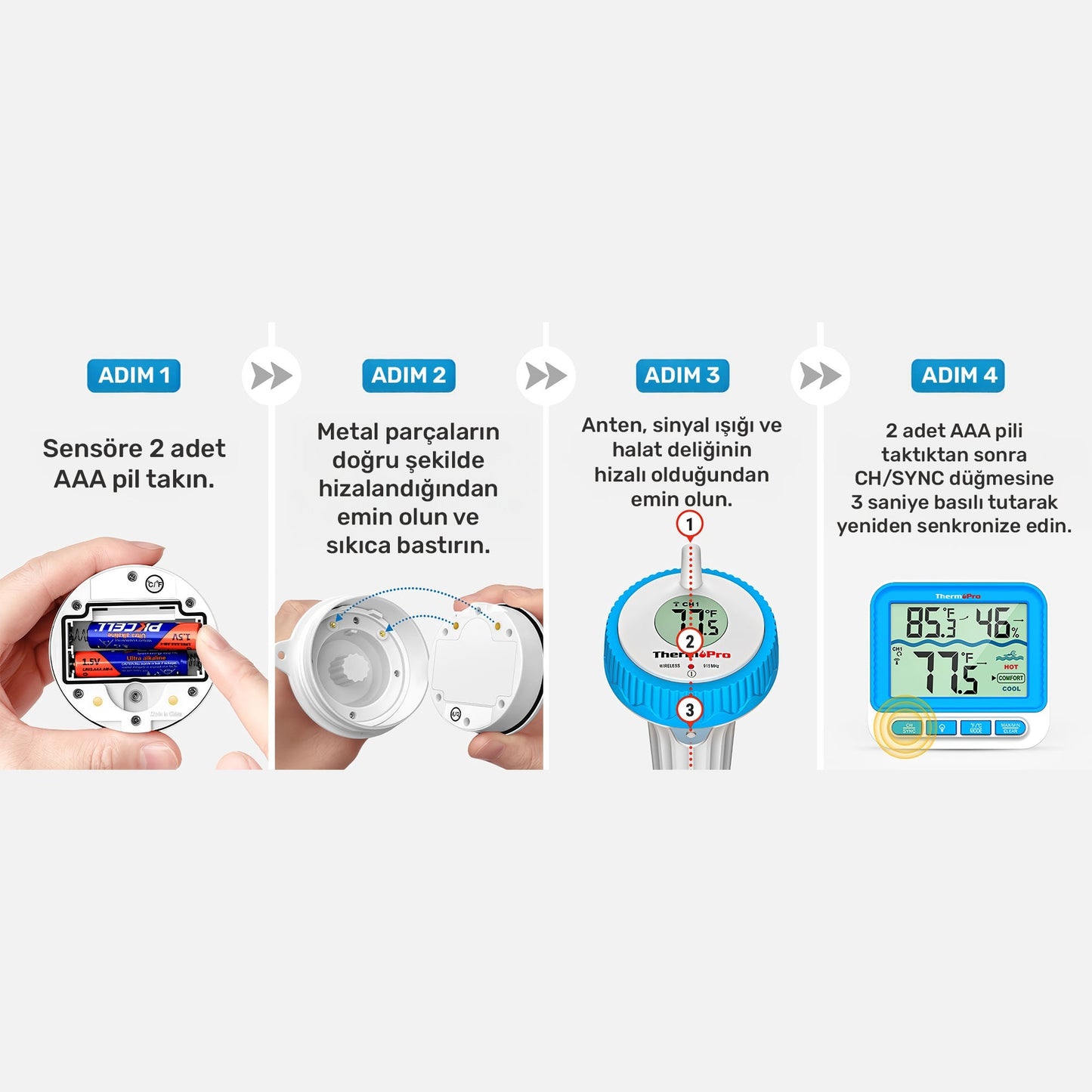 ThermoPro TP211B Yüzen Kablosuz Su Geçirmez Sensör+Monitör Havuz Sıcaklık Termometresi