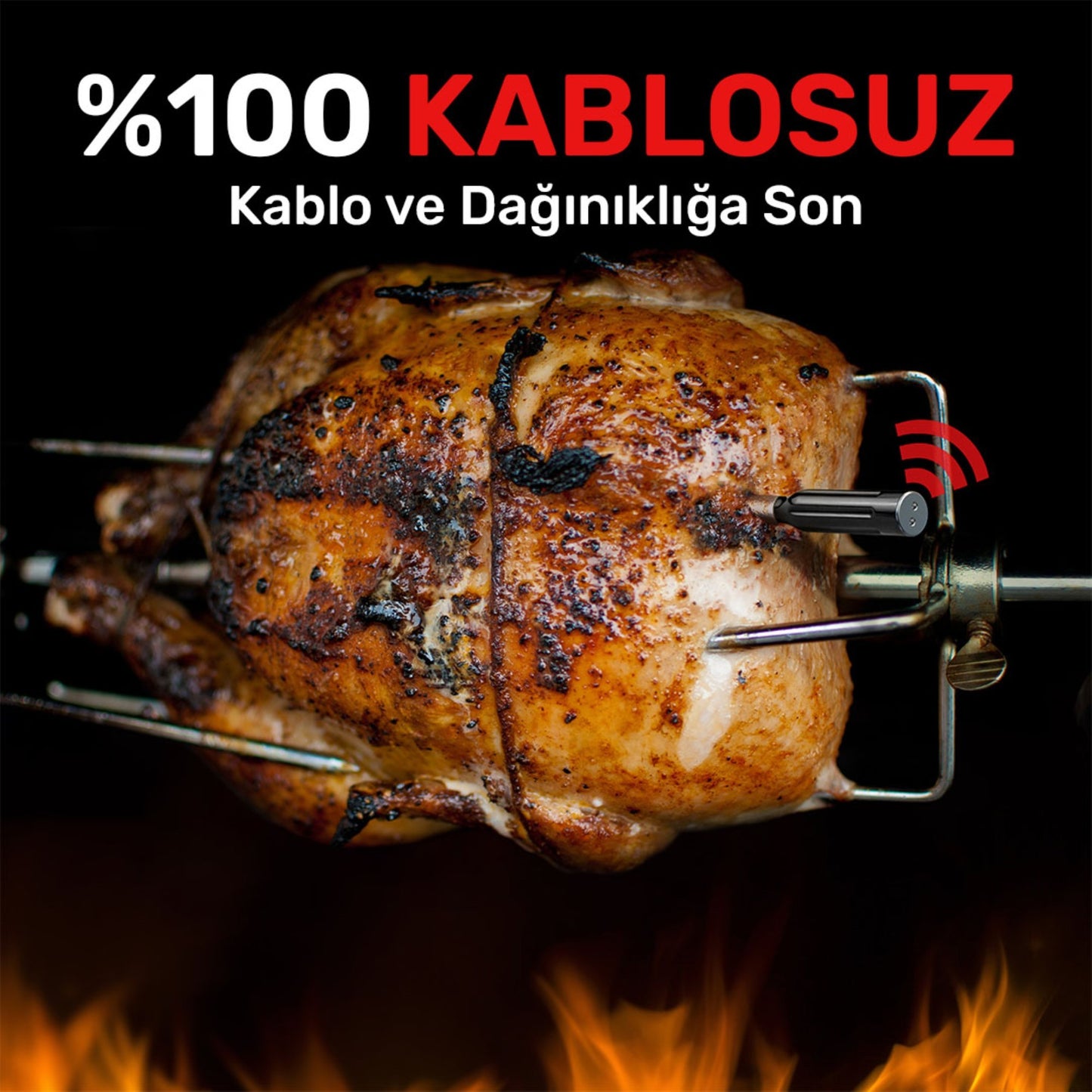 Thermopro TP961 Şarjlı 150m Kablosuz Alarmlı 1Problu Telefon Kontrollü Profesyonel Gıda Termometresi