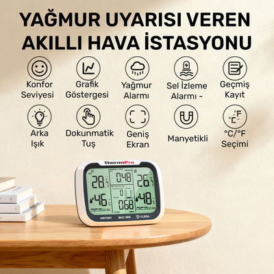 ThermoPro TP270 Termometre İç/Dış Mekan Profesyonel Dijital Sıcaklık ve Nem Ölçer