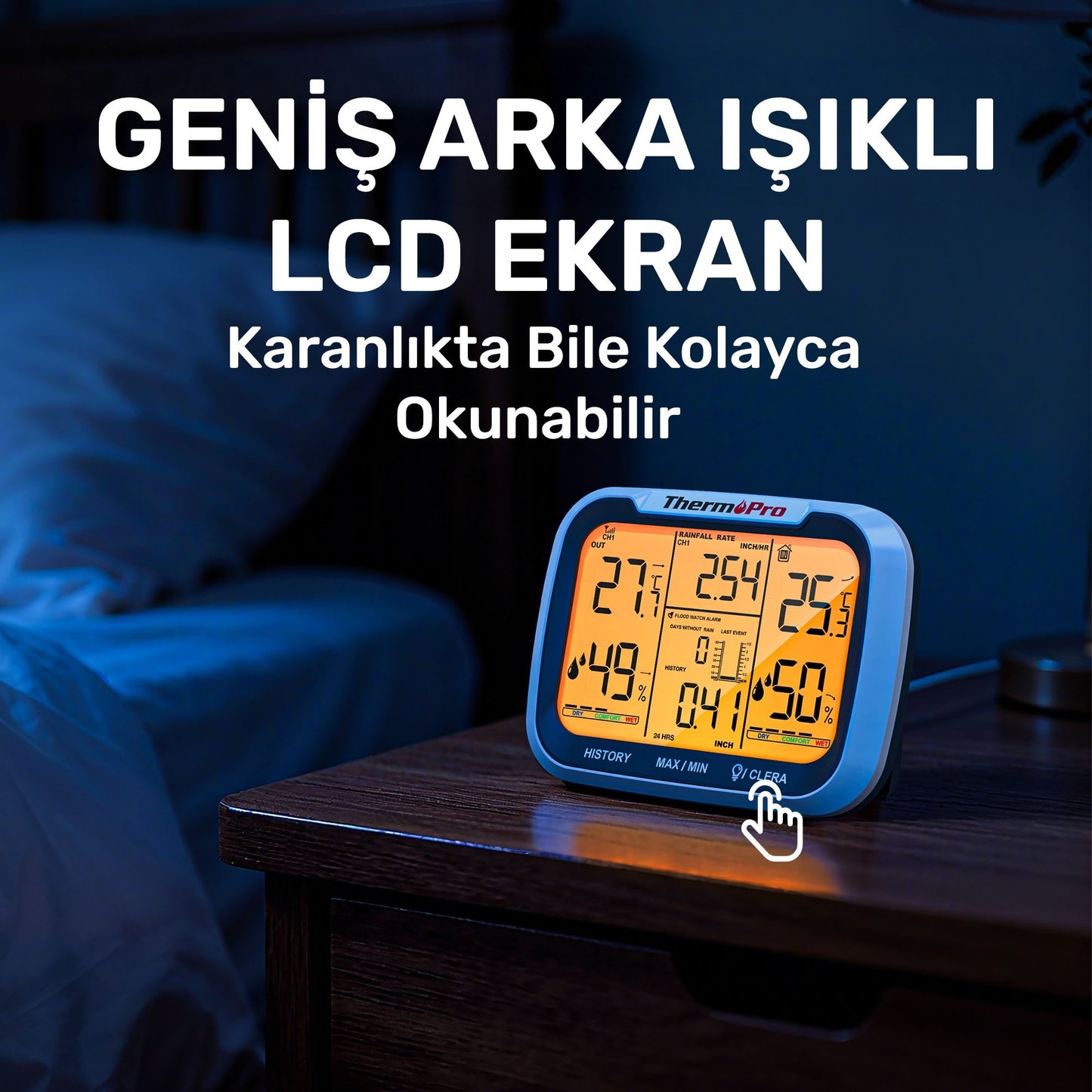 ThermoPro TP270 Termometre İç/Dış Mekan Profesyonel Dijital Sıcaklık ve Nem Ölçer