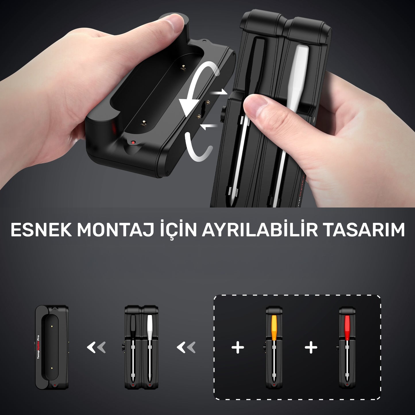 Thermopro TP980-2 Şarjlı 320m Kablosuz Alarmlı 2Problu APP, Monitörlü Profesyonel Gıda Termometresi