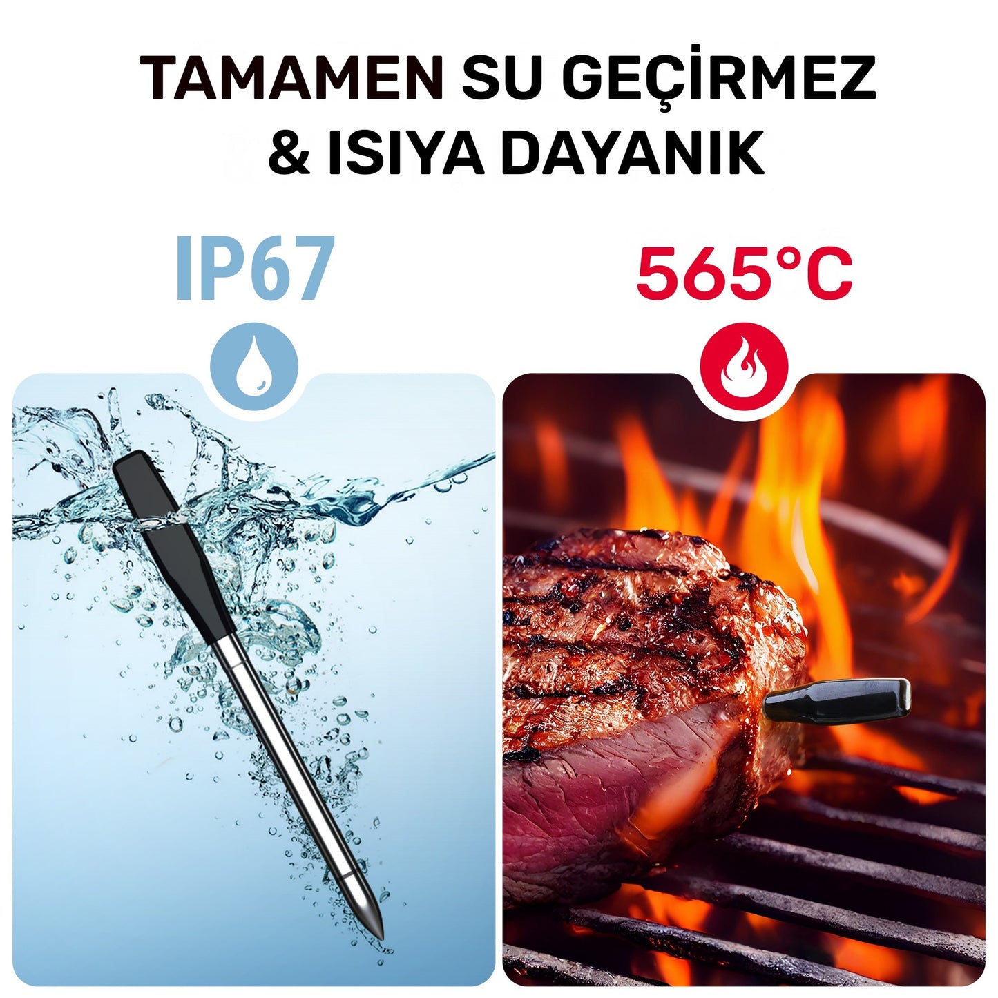 Thermopro TP980-2 Şarjlı 320m Kablosuz Alarmlı 2Problu APP, Monitörlü Profesyonel Gıda Termometresi