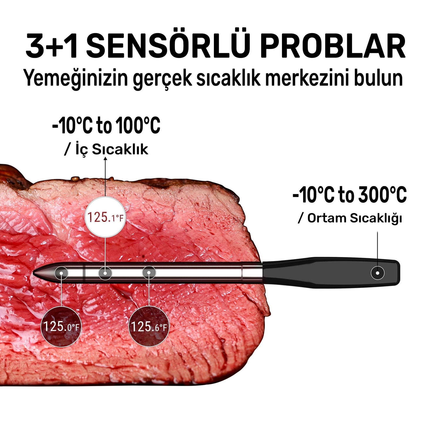 Thermopro TP980-2 Şarjlı 320m Kablosuz Alarmlı 2Problu APP, Monitörlü Profesyonel Gıda Termometresi