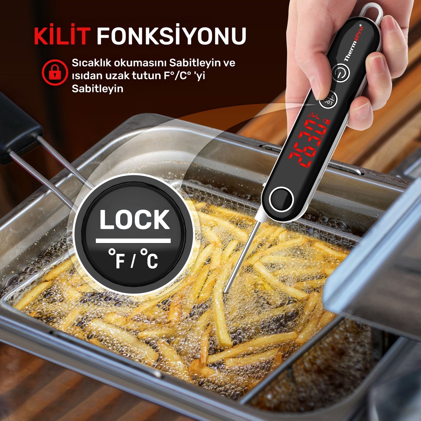 Thermopro TP18S Daldırma/Saplama Izgara/Barbekü/Mangal Et Gıda ölçme Pişirme Termometresi