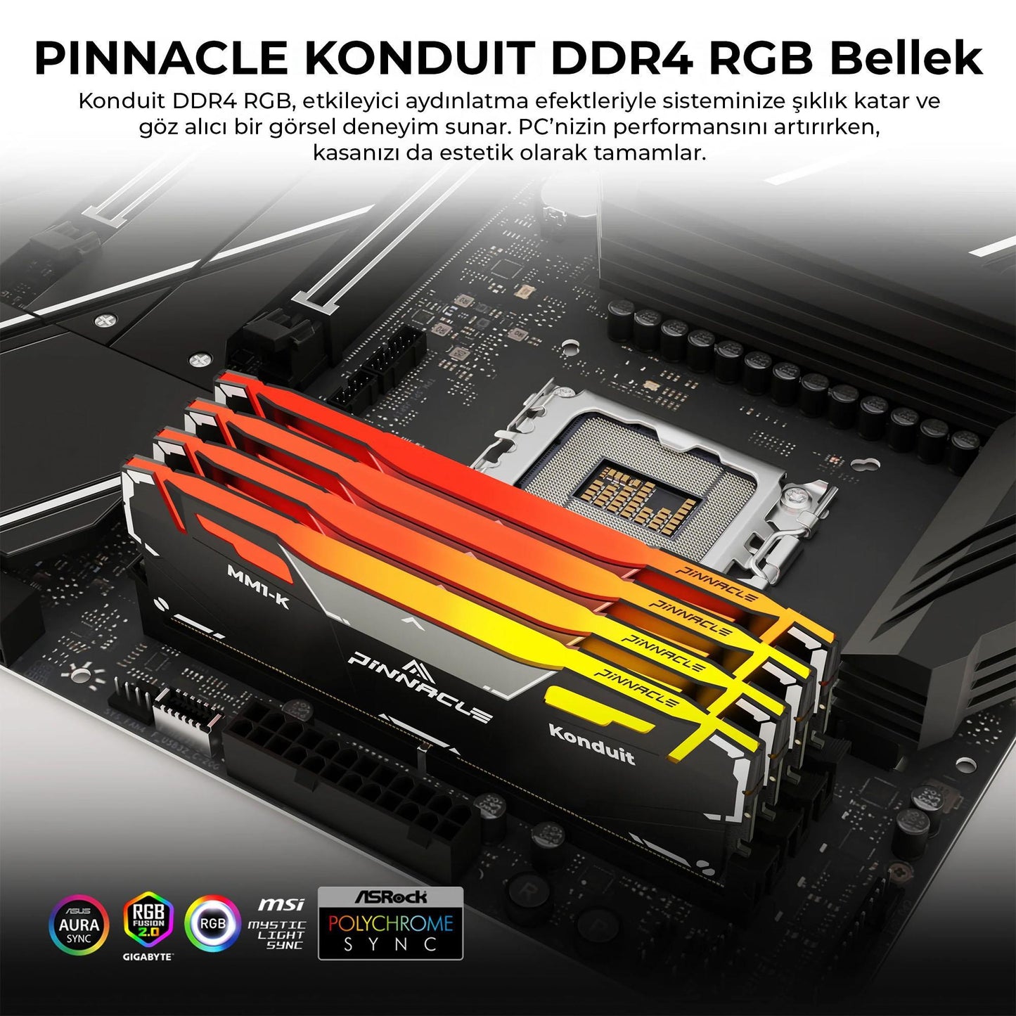 Timetec Pinnacle PKMD4U32C16CHB16G 16GB DDR4 3200Mhz 2Rx8 CL16 RGB Masaüstü Ram