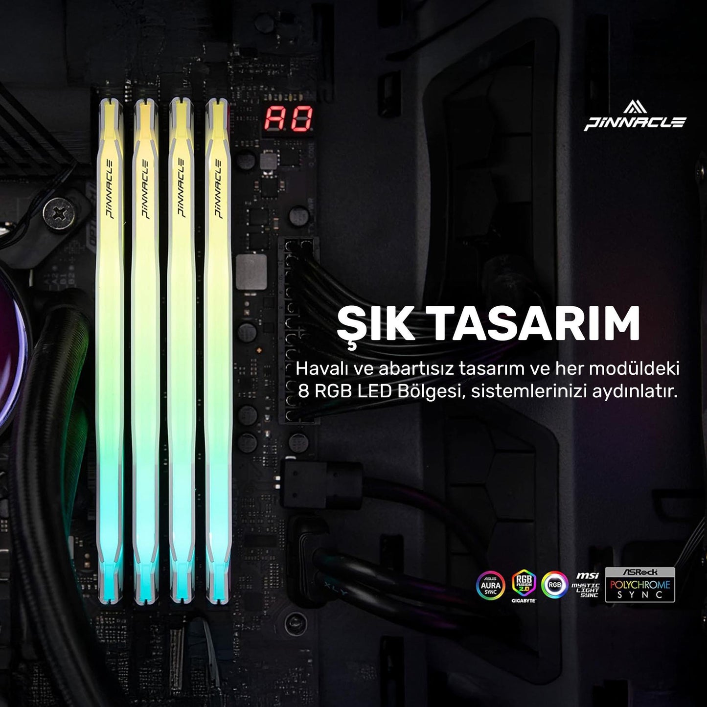Timetec Pinnacle PKMD4U32C16CHW16G 16GB DDR4 3200Mhz 2Rx8 CL16 RGB Masaüstü Ram