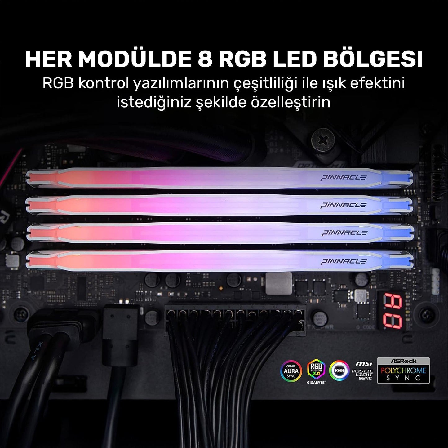 Timetec Pinnacle PKMD4U32C16CHW16G 16GB DDR4 3200Mhz 2Rx8 CL16 RGB Masaüstü Ram