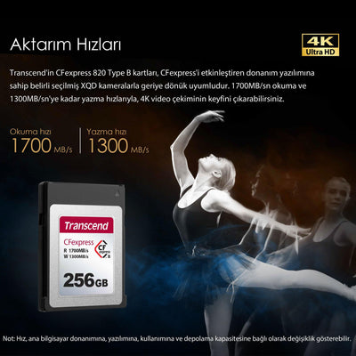 Transcend TS256GCFE820 256GB CFExpress Hafıza Kartı