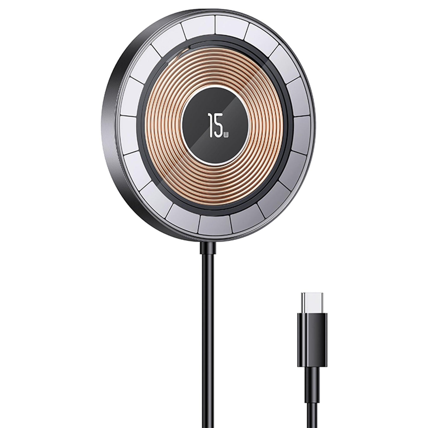 Usams US-CD183 15W TypeC Magsafe, IPhone Manyetik Şeffaf Görünümlü Kablosuz Şarj Cihazı