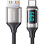 Usams US-SJ544 Dijital Göstergeli,Çipli,Örgülü,1.2m PD 66W USB to Type-C Hızlı Şarj ve Data Kablosu