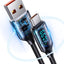 Usams US-SJ544 Dijital Göstergeli,Çipli,Örgülü,1.2m PD 66W USB to Type-C Hızlı Şarj ve Data Kablosu