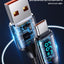 Usams US-SJ544 Dijital Göstergeli,Çipli,Örgülü,1.2m PD 66W USB to Type-C Hızlı Şarj ve Data Kablosu