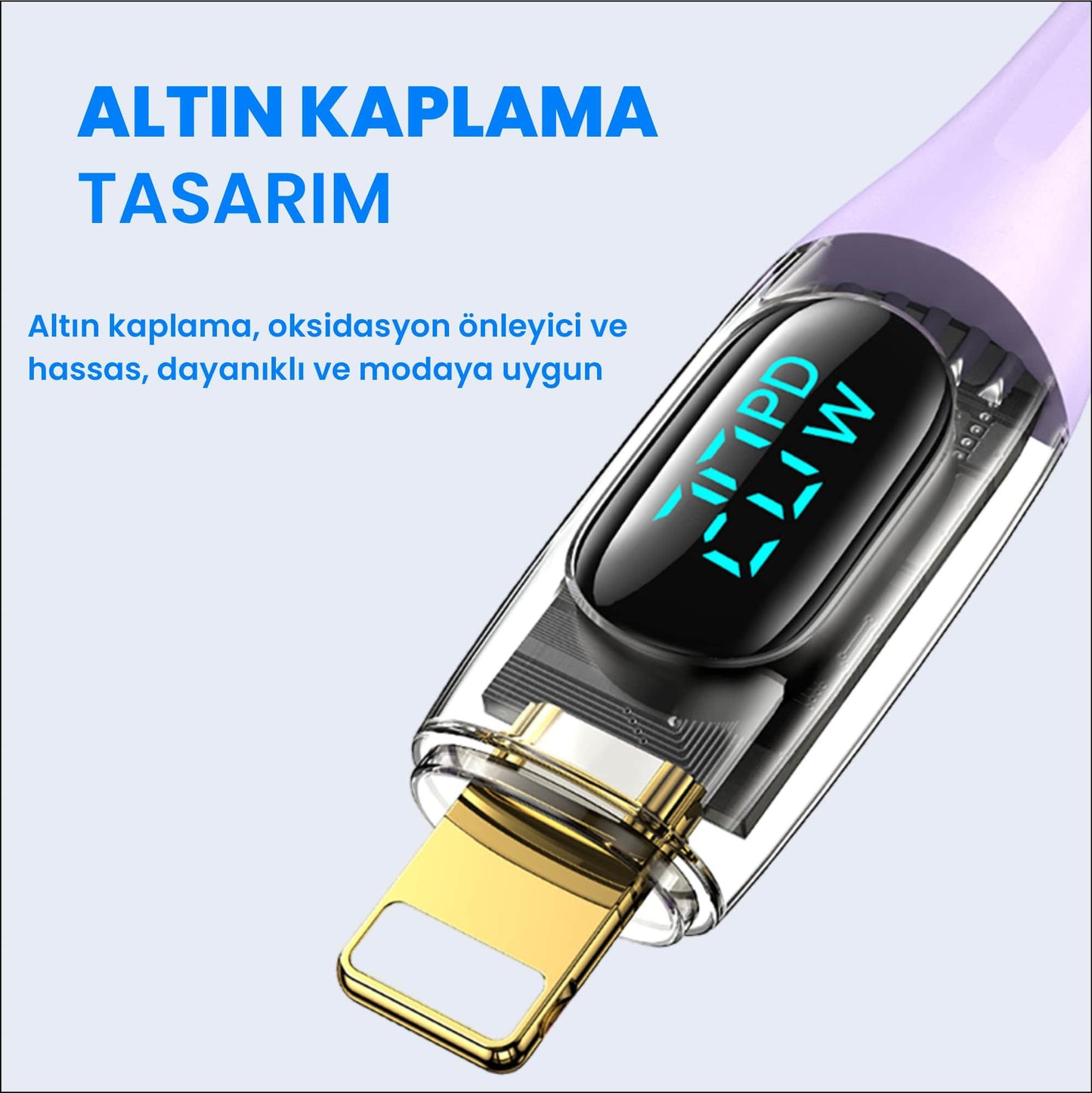 Usams US-SJ588 Dijital Göstergeli 1.2m PD 20W Type-C to Lightning iPhone Hızlı Şarj ve Data Kablosu
