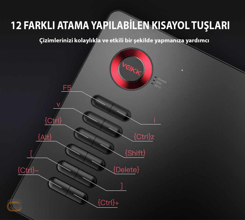 Veikk A15 8192 Levels Zoom Uyumlu 5080LPI Grafik Tablet+Kalem