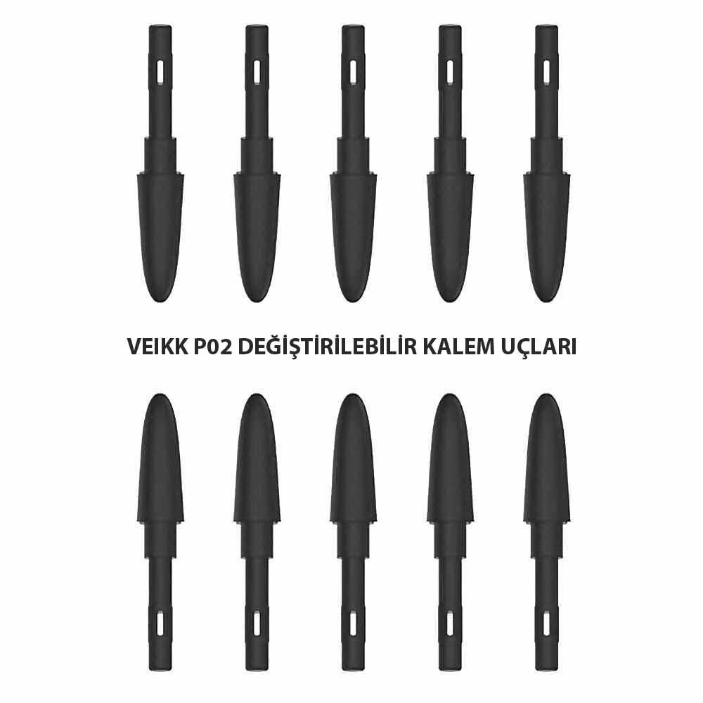 Veikk A50, A15 ve A15 Pro Grafik Tablet Kalemi için 10 Adet Uç